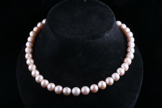 Appraisal: LAVENDER CULTURED PEARL NECKLACE Forty-one mm- mm pearls L