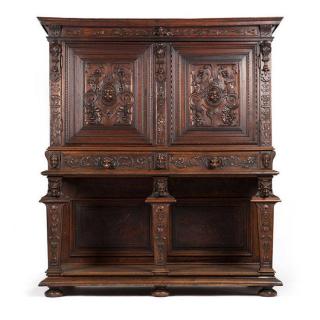 Appraisal: A Continental carved walnut cabinet th century or earlier the