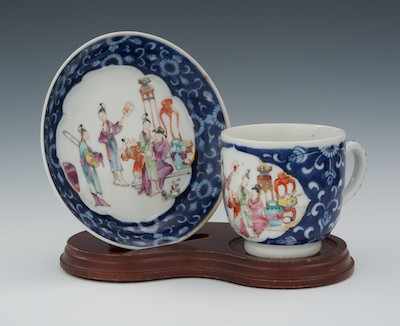 Appraisal: A Chinese Famille Painted Underglaze Blue Cup and Saucer th