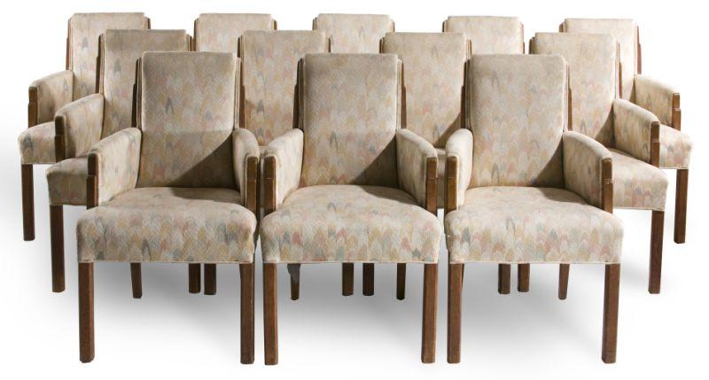 Appraisal: Set of English Oak Art Deco Club Chairs all with