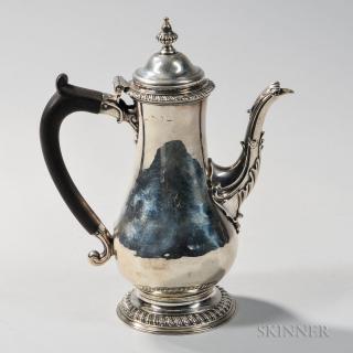 Appraisal: George III Sterling Silver Coffeepot with worn marks probably London