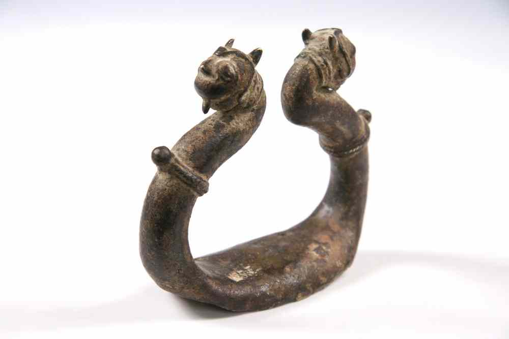 Appraisal: CHINESE ARCHAIC BRONZE FIXTURE - Cast Bronze Chariot Reins Holder