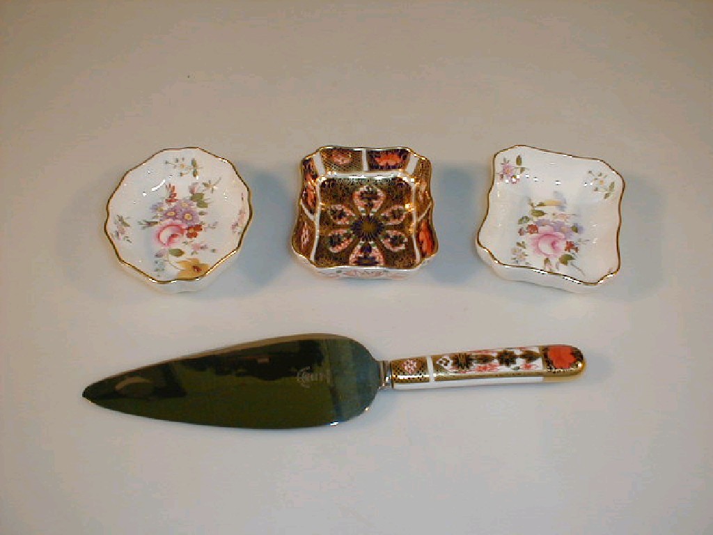 Appraisal: A Royal Crown Derby Imari cigar pattern pin tray two