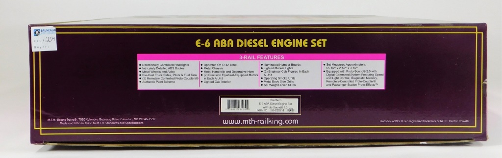 Appraisal: MTH SOUTHERN E- ABA DIESEL ENGINE O TRAIN SET United