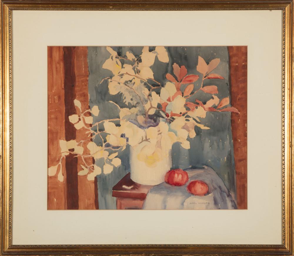 Appraisal: Karl Wolfe American Mississippi - Floral Still Life watercolor and