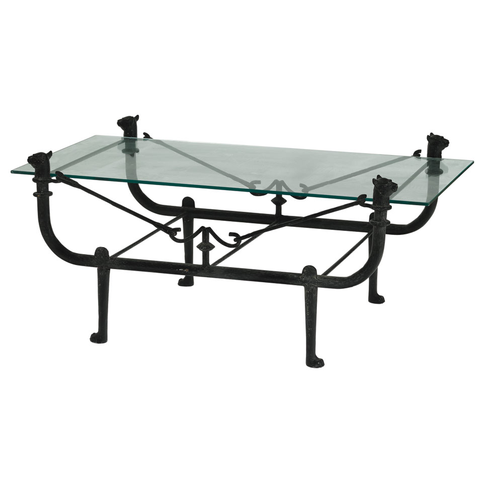 Appraisal: Manner of Diego Giacometti Cast Iron Glass Top Low Table