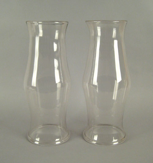 Appraisal: Pair of blown glass hurricane shades early th c h