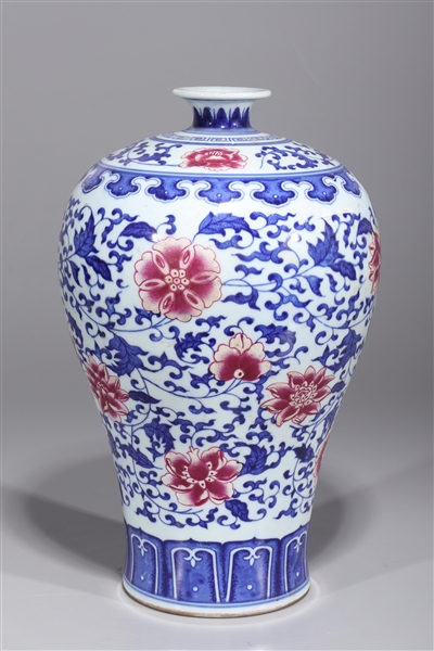 Appraisal: Chinese blue white and red porcelain Meiping vase with allover