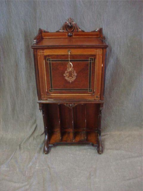 Appraisal: Victorian Inlaid Music Cabinet Great quality drop front music cabinet