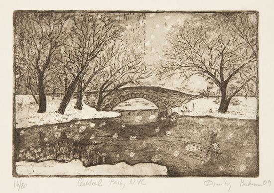 Appraisal: Dmitriy BukhonkoThree etchings Central Park NYC numbered x mm x