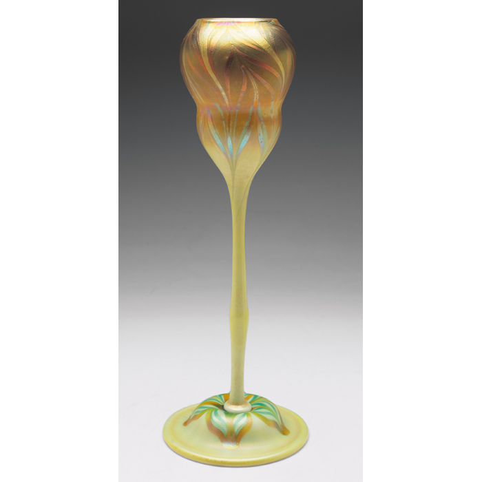 Appraisal: Trevaise vase attribution floral shape in gold glass with pulled