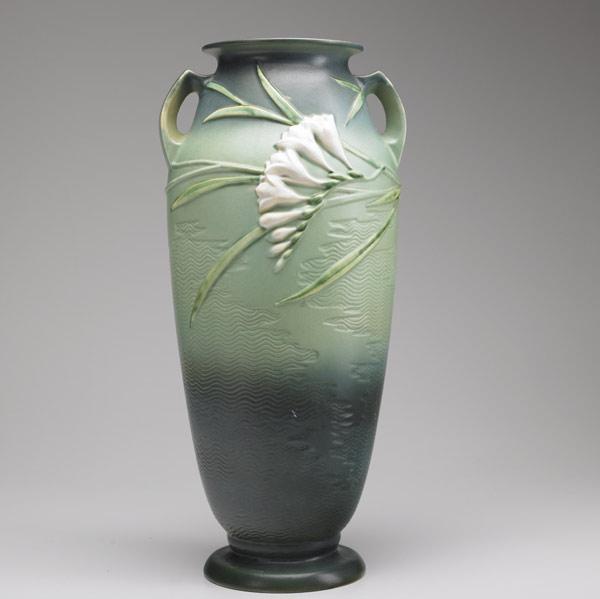 Appraisal: ROSEVILLE Freesia floor vase marked Roseville - Ht