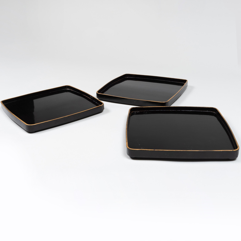 Appraisal: Group of Three Japanese Lacquer Trays x in Condition Minor