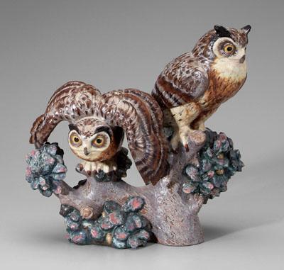 Appraisal: Lladro figural group owls two owls perched on flowering shrub