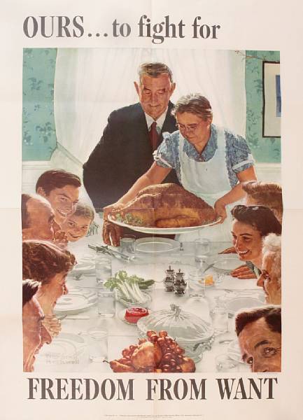 Appraisal: Norman Rockwell American - Four Freedoms Lithographs in colors on