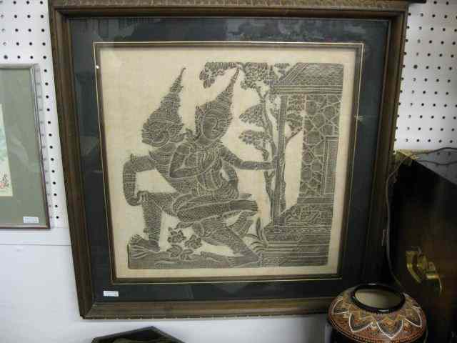 Appraisal: Batik Style Temple Rubbing of god goddess '' square