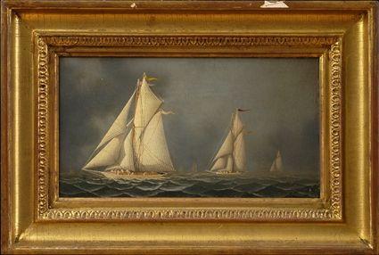 Appraisal: AMERICAN SCHOOL REGATTA Oil x in sight monogrammed lower right