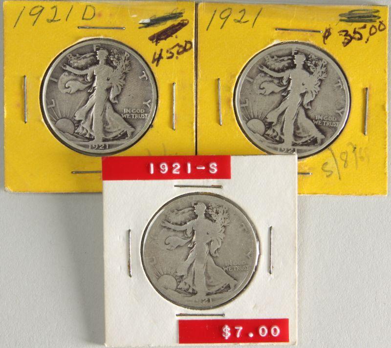 Appraisal: Key P-D-S Walking Liberty Half Set G - VG condition