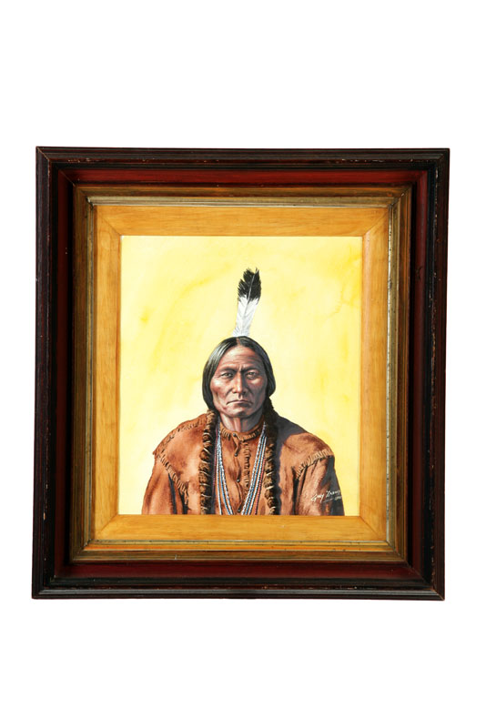 Appraisal: PORTRAIT OF AN AMERICAN INDIAN BY GARY ZABOLY TEXAS LATE