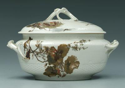 Appraisal: Haviland tureen for Tiffany Co transfer floral bouquets on textured