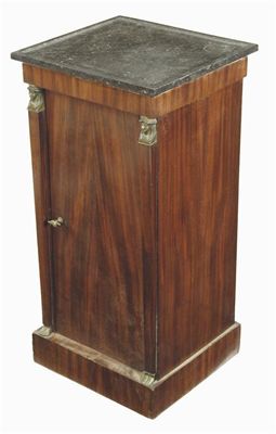 Appraisal: A French mahogany and gilt bronze mounted pot cupboard in