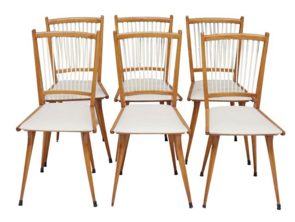 Appraisal: lot of Italian mid-century modern dining chairs c s spindle