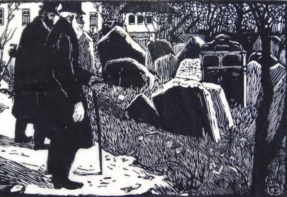 Appraisal: Emil Orlik Austria - The Old Jewish Cemetery in Prague