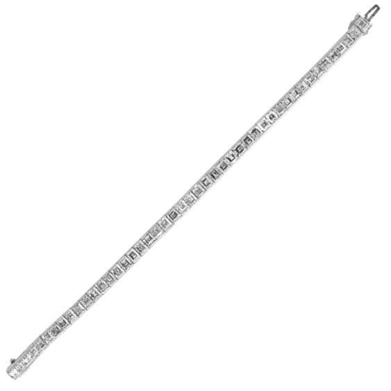 Appraisal: EXCEPTIONAL ART DECO DIAMOND LINE BRACELET Forty-six well matched square