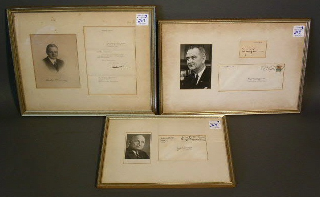 Appraisal: Three presidential autograph and photograph collages- Harry Truman x Lyndon