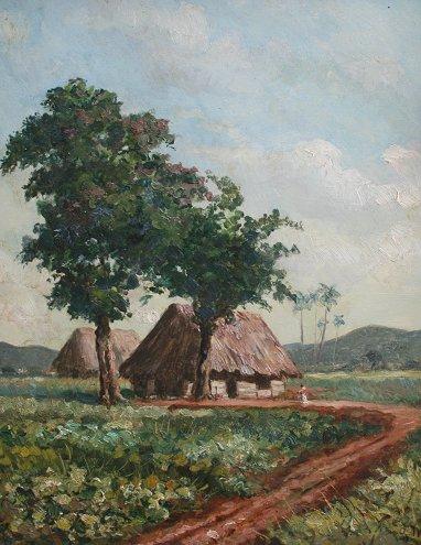 Appraisal: MELERO Aurelio Cuban - Landscape with Hut OIL Board ''