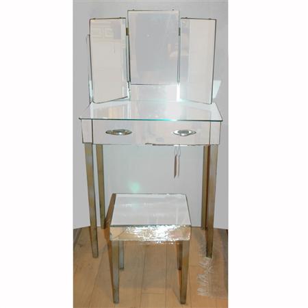 Appraisal: Mirrored Dressing Table and Stool en Suite Estimate -