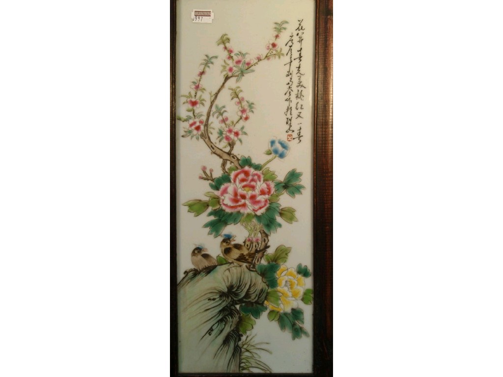 Appraisal: A pair of Chinese porcelain plaques depicting birds of prey