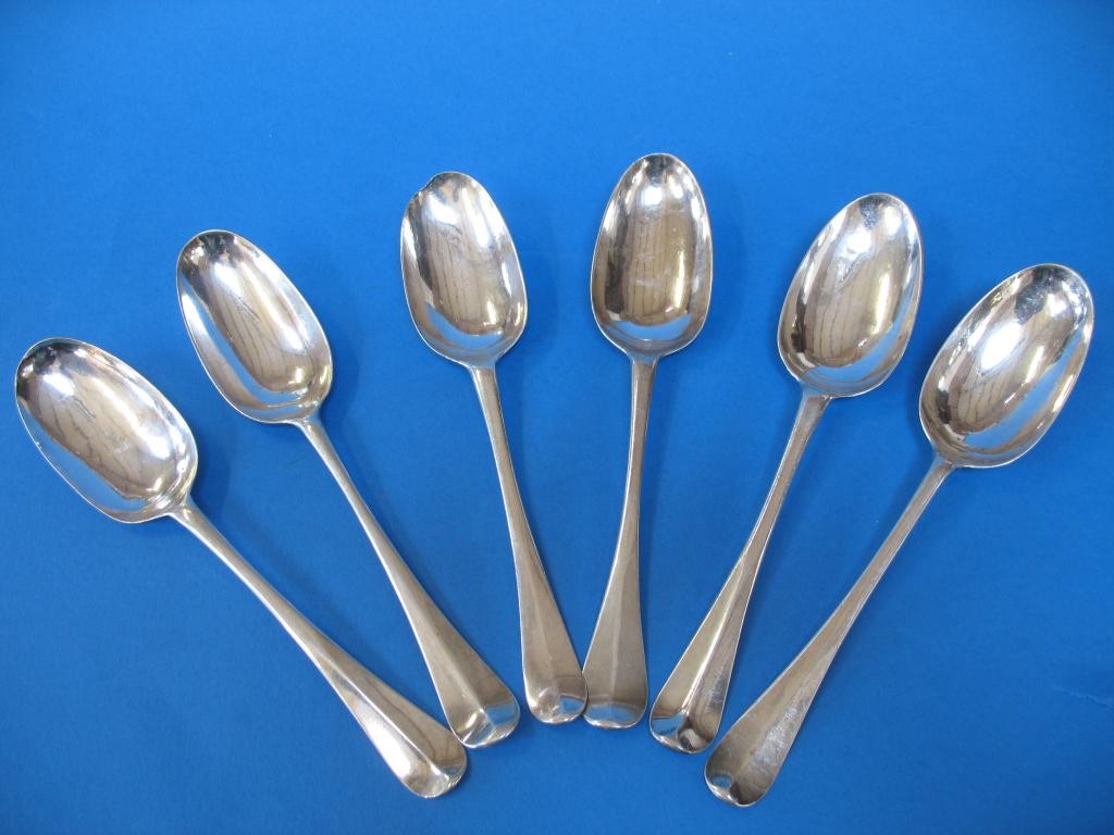 Appraisal: SIX BOTTOM MARKED TABLE SPOONS of Hanoverian pattern all with