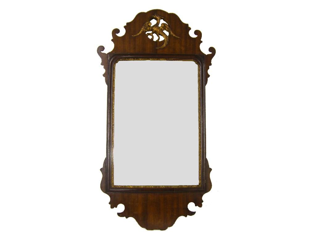 Appraisal: Georgian mahogany fret wall mirror the rectangular plate with gilt