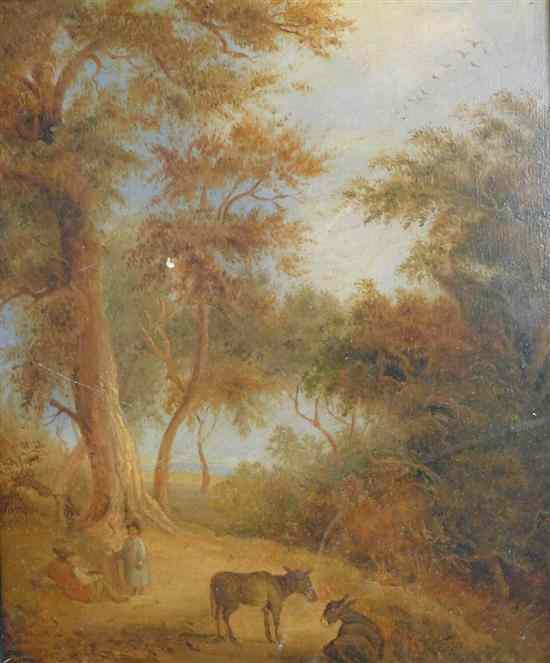 Appraisal: Late th century English School oil on board Travellers and