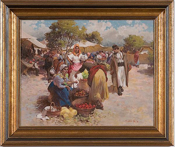 Appraisal: MARKET SCENE BY WITMAN ETELKA VIZKELETI HUNGARIAN - Oil on