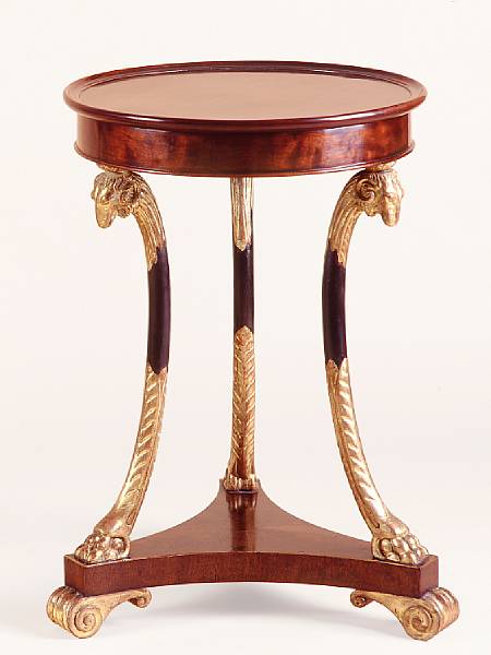 Appraisal: A pair of Directoire style parcel gilt mahogany gu ridons