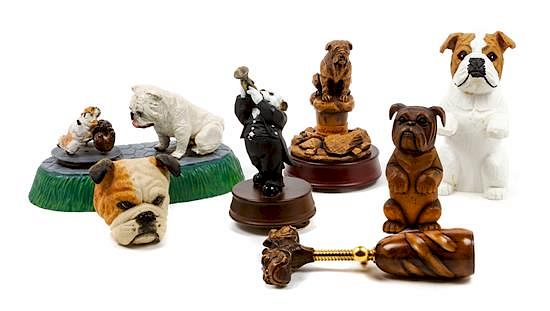 Appraisal: A Group of Seven Bulldog Figures Width of widest inches