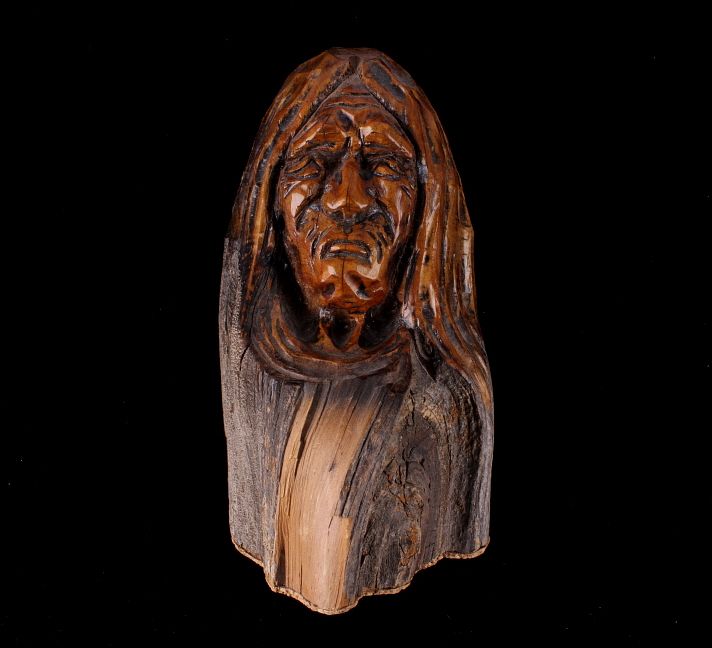 Appraisal: L A Brown Drift Wood Wise Woman Carving c '