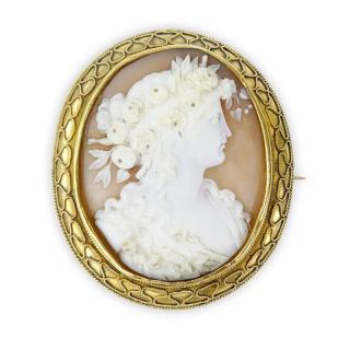 Appraisal: Antique Carved Shell Cameo and Karat or lower Yellow Gold