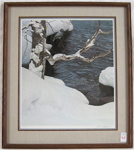 Appraisal: ROBERT BATEMAN COLOR LITHOGRAPH Canadian born Kingfisher in Winter Image