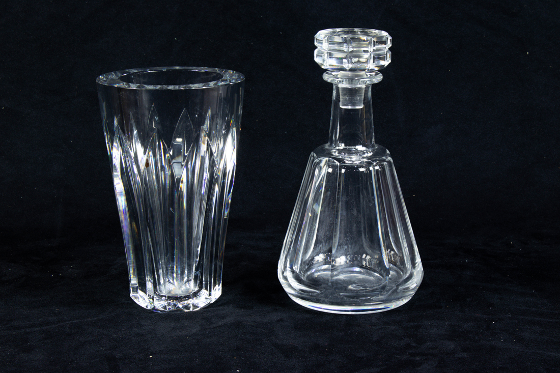 Appraisal: LOT OF BACCARAT CUT GLASS TALLYRAND DECANTER AND PAULINE VASE