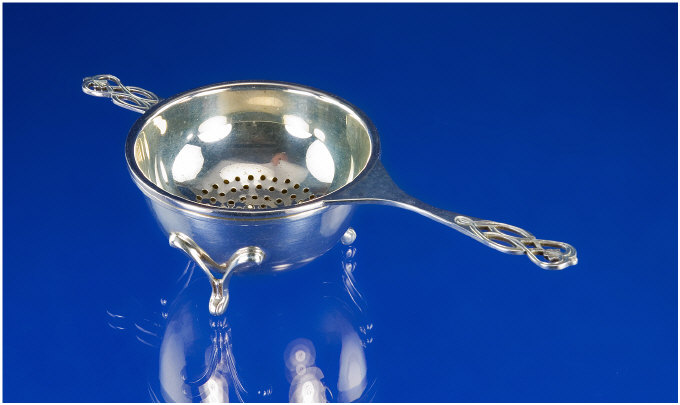 Appraisal: Silver Tea Strainer and Bowl Hallmarked Birmingham