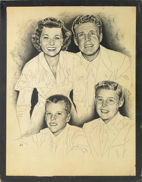 Appraisal: An Ozzie and Harriet Nelson drawing s Rendered on board