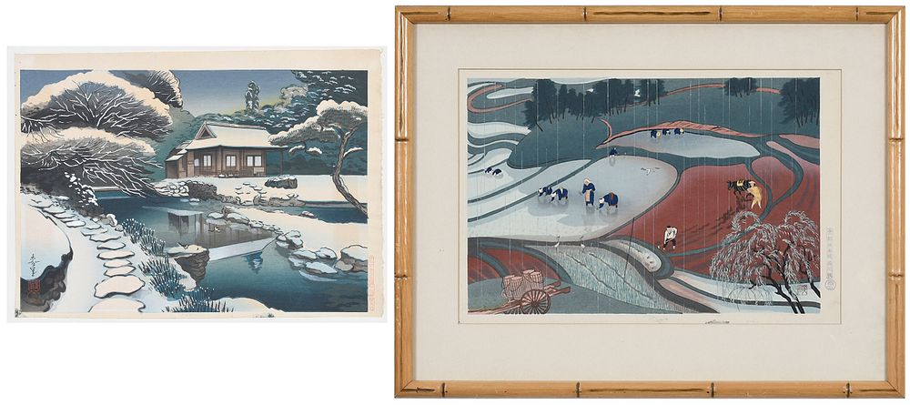 Appraisal: Ohno Bakufu Japanese - Two Snow Scene artist's signature and