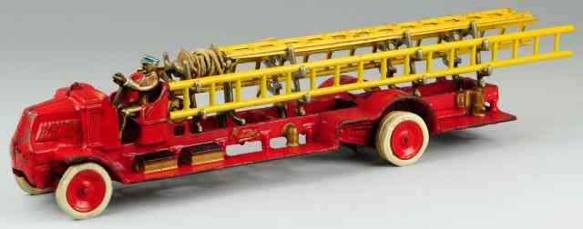 Appraisal: FIRE TRUCK Arcade cast iron open cab Mack hose reel