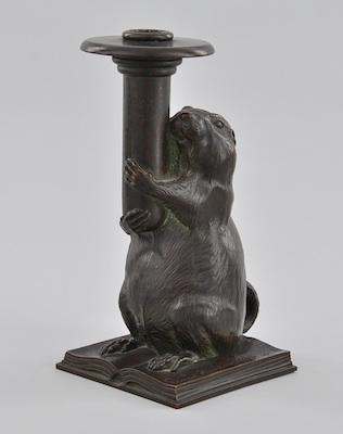 Appraisal: Tiffany Studios Bronze Candlestick for The Rowfant Club Please note