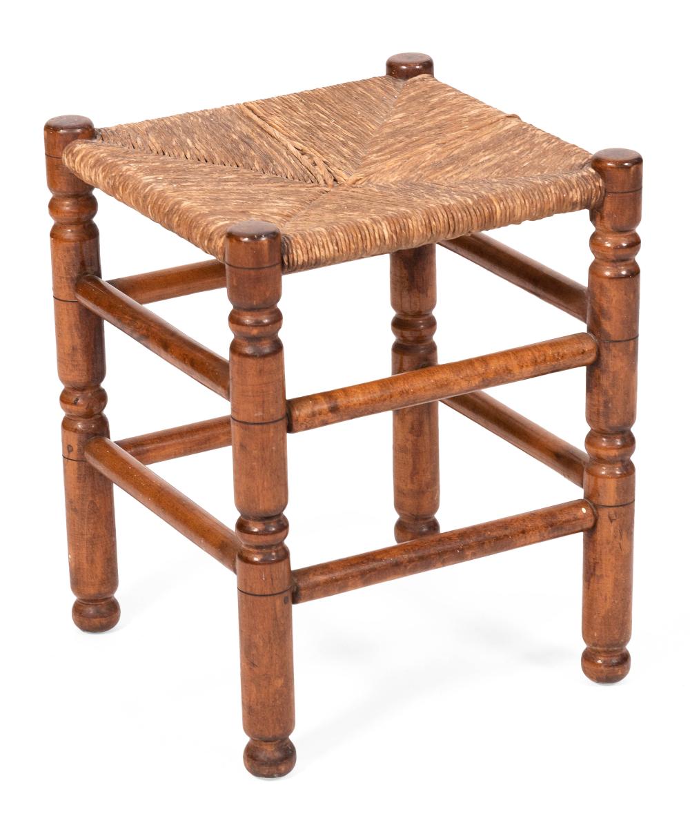 Appraisal: WALLACE NUTTING RUSH-SEAT STOOL EARLY TH CENTURY HEIGHT WALLACE NUTTING