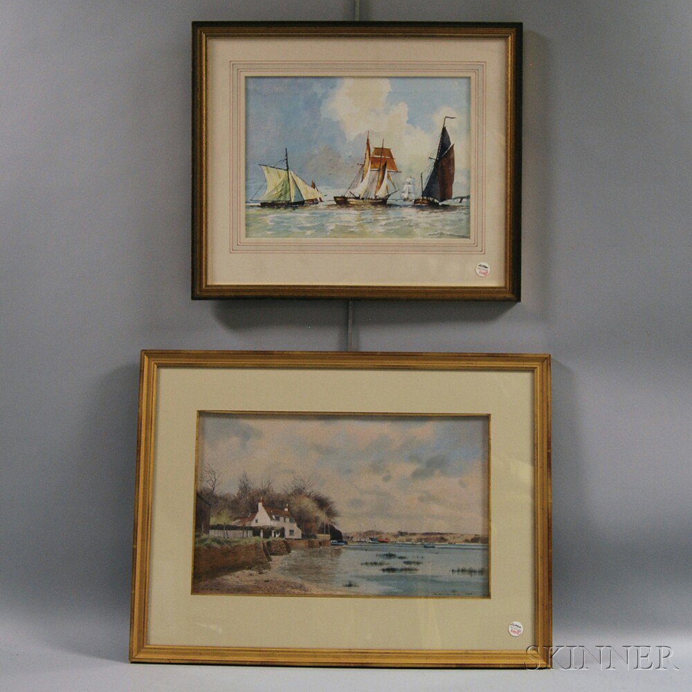 Appraisal: Two Framed Marine Watercolors Michael Norman British b Top of