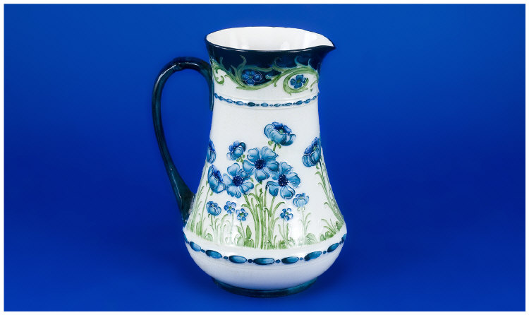 Appraisal: Mackintyre Tubelined Jug Moorcroft Style Cornflower Pattern in Blues and